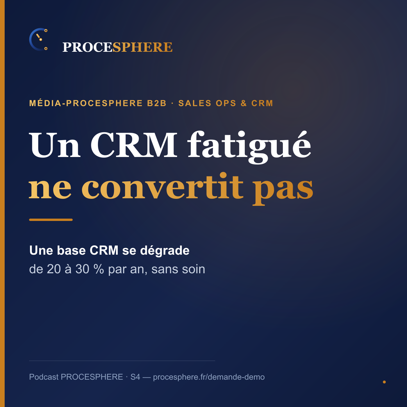 Cover podcast S4 — Sales Ops & CRM : un CRM fatigué ne convertit pas